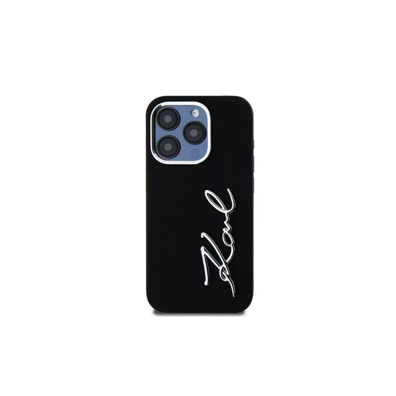 KARL LAGERFELD θήκη Silicone Metal Script Logo για Apple iPhone 15 Pro Max, μαύρη
