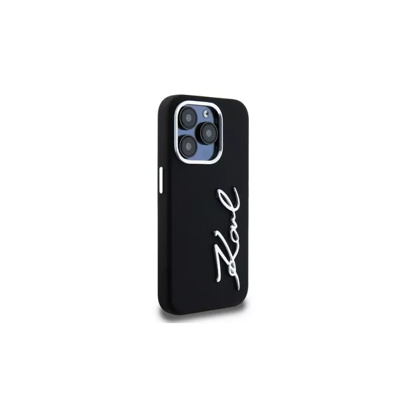KARL LAGERFELD θήκη Silicone Metal Script Logo για Apple iPhone 15 Pro Max, μαύρη