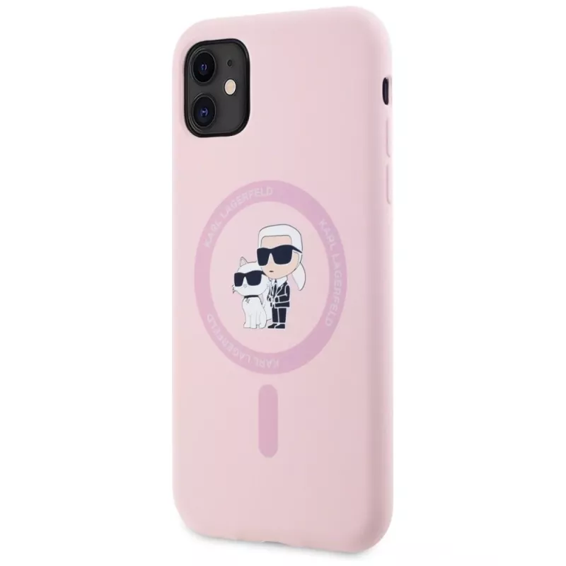 KARL LAGERFELD θήκη MagSafe Silicone Karl&Choupette για iPhone 11 ροζ