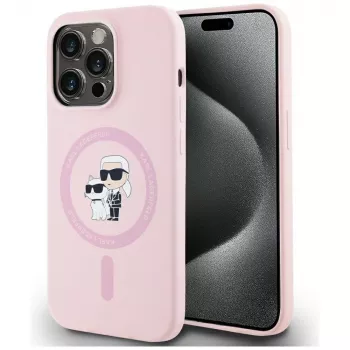 KARL LAGERFELD θήκη MagSafe Silicone Karl&Choupette για iPhone 14 Pro Max ροζ