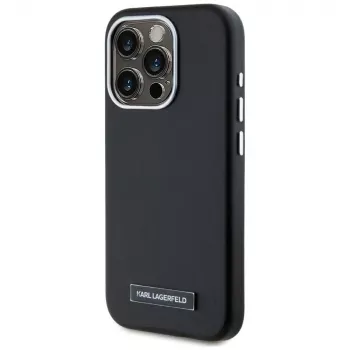 KARL LAGERFELD θήκη MagSafe Metal Plate για iPhone 15 Pro, μαύρη