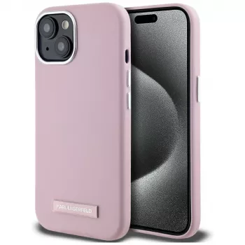 KARL LAGERFELD FW πίσω κάλυμμα MagSafe Metal Plate για Apple iPhone 15, ροζ