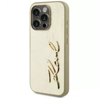 KARL LAGERFELD θήκη Wrinkled Metal Signature για iPhone 15 Pro - χρυσή