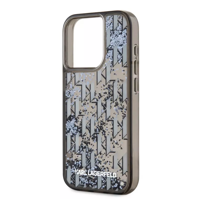 KARL LAGERFELD πίσω κάλυμμα Liquid Glitter Monogram Gradient για Apple iPhone 15 Pro, μαύρο