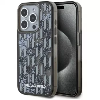 Karl Lagerfeld θήκη Liquid Glitter Monogram Gradient για iPhone 15 Pro Max, μαύρη