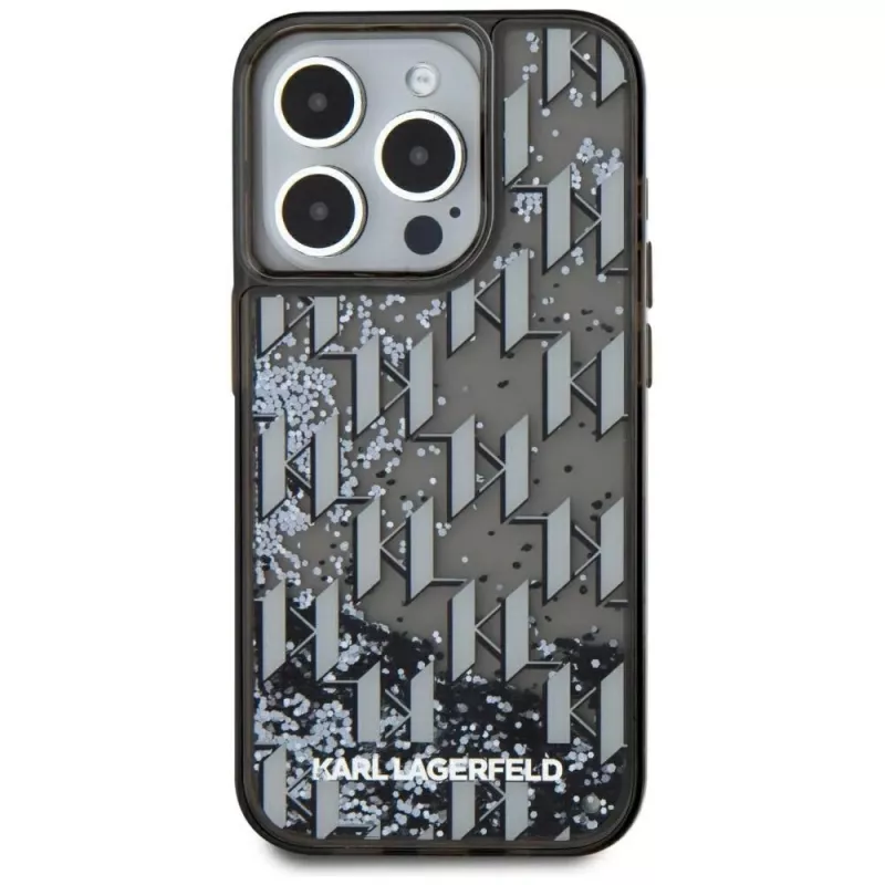 Karl Lagerfeld θήκη Liquid Glitter Monogram Gradient για iPhone 15 Pro Max, μαύρη