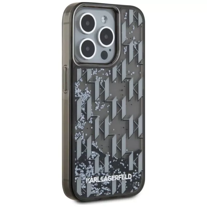 Karl Lagerfeld θήκη Liquid Glitter Monogram Gradient για iPhone 15 Pro Max, μαύρη