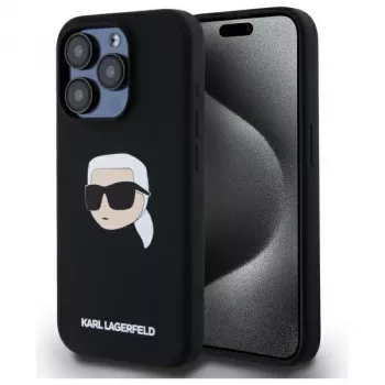 Karl Lagerfeld KLHMP15LSKHPPLK iPhone 15 Pro 6.1 μαύρο Hardcase Silicone Karl Head Print MagSafe
