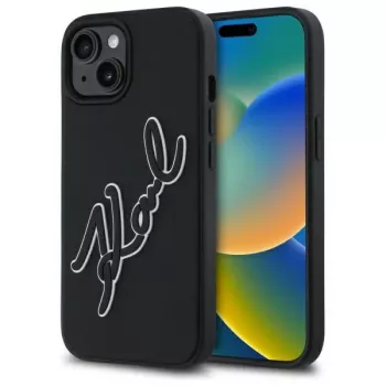Karl Lagerfeld KLHCP15S3DRKSDLK iPhone 15 6,1 ιντσών μαύρο Hardcase 3D Rubber Signature