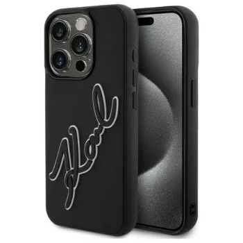 Karl Lagerfeld KLHCP15X3DRKSDLK Σκληρή θήκη για Apple iPhone 15 Pro Max 6,7 ίντσες Μαύρη 3D Λάστιχο Signature
