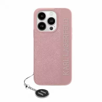Karl Lagerfeld KLHCP15SPSAKDGCP Θήκη iPhone 15 / 14 / 13 6.1 Ροζ Σκληρή Saffiano Rhinestones & Charm