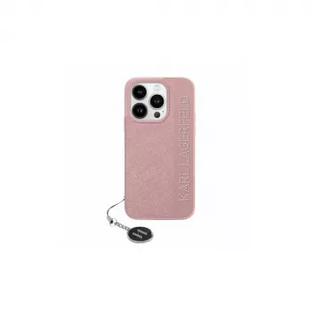 Karl Lagerfeld KLHCP15SPSAKDGCP Θήκη iPhone 15 / 14 / 13 6.1 Ροζ Σκληρή Saffiano Rhinestones & Charm
