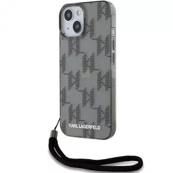 Karl Lagerfeld KLHCP15SHKDPNSK Θήκη iPhone 15 / 14 / 13 6.1 Μαύρη Σκληρή IML Mono KL Pattern & Cord