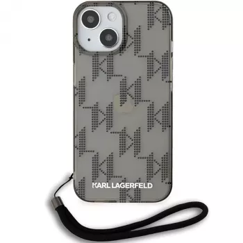 Karl Lagerfeld KLHCP15SHKDPNSK Θήκη iPhone 15 / 14 / 13 6.1 Μαύρη Σκληρή IML Mono KL Pattern & Cord