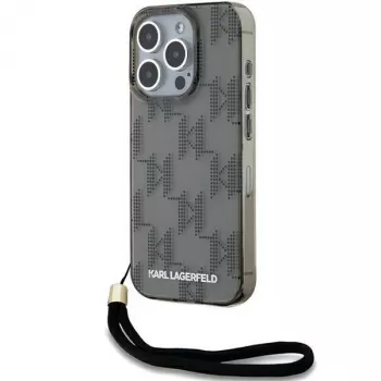 Karl Lagerfeld KLHCP15XHKDPNSK Θήκη iPhone 15 Pro Max 6.7 Μαύρη Σκληρή IML Mono KL Pattern & Cord