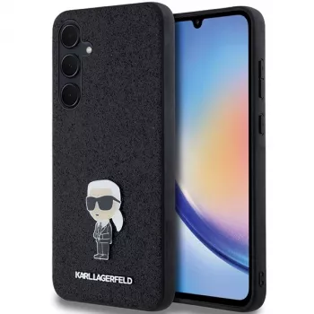 Karl Lagerfeld KLHCSA35GKNPSK A35 A356 Μαύρη Σκληρή θήκη Fixed Glitter Ikonik Logo Metal Pin για Samsung Galaxy A35 5G