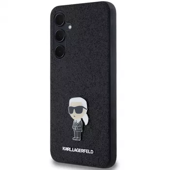 Karl Lagerfeld KLHCSA35GKNPSK A35 A356 Μαύρη Σκληρή θήκη Fixed Glitter Ikonik Logo Metal Pin για Samsung Galaxy A35 5G