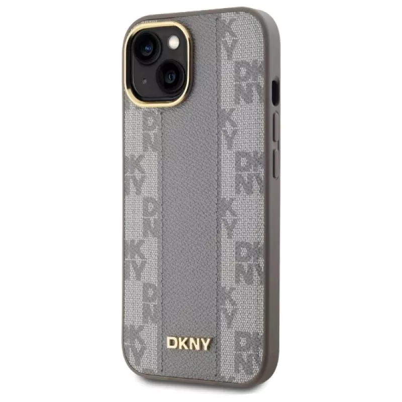 DKNY DKHMP15MPCPVSLE Θήκη iPhone 15 Plus 6,7 ίντσες Μπεζ Σκληρή Δερμάτινη Checkered Mono Pattern MagSafe