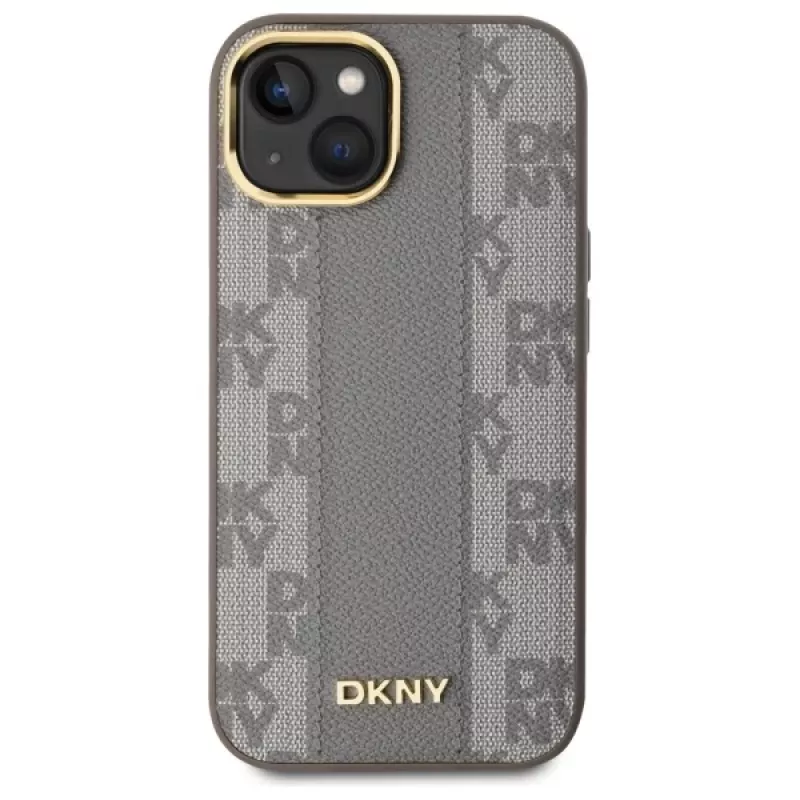 DKNY DKHMP15MPCPVSLE Θήκη iPhone 15 Plus 6,7 ίντσες Μπεζ Σκληρή Δερμάτινη Checkered Mono Pattern MagSafe