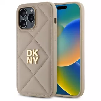 DKNY DKHCP14LPQDSLE Quilted Stack Logo Πίσω Κάλυμμα για iPhone 14 Pro 6,1 ίντσες - Μπεζ