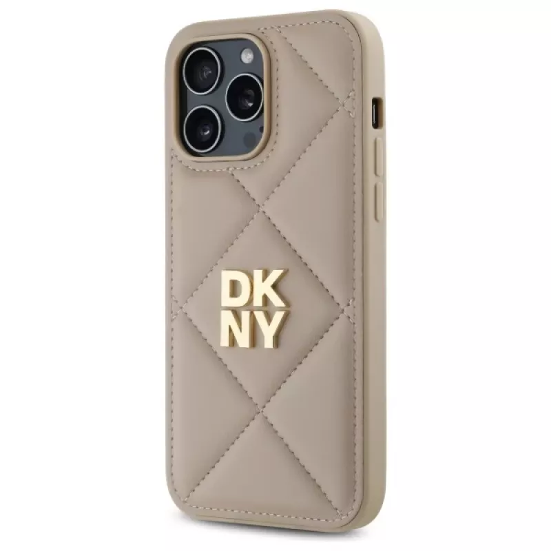 DKNY DKHCP14LPQDSLE Quilted Stack Logo Πίσω Κάλυμμα για iPhone 14 Pro 6,1 ίντσες - Μπεζ