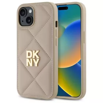 DKNY DKHCP15SPQDSLE Quilted Stack Logo Θήκη για iPhone 15 6,1 ίντσες Μπεζ