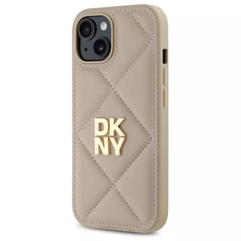 DKNY DKHCP15SPQDSLE Quilted Stack Logo Θήκη για iPhone 15 6,1 ίντσες Μπεζ