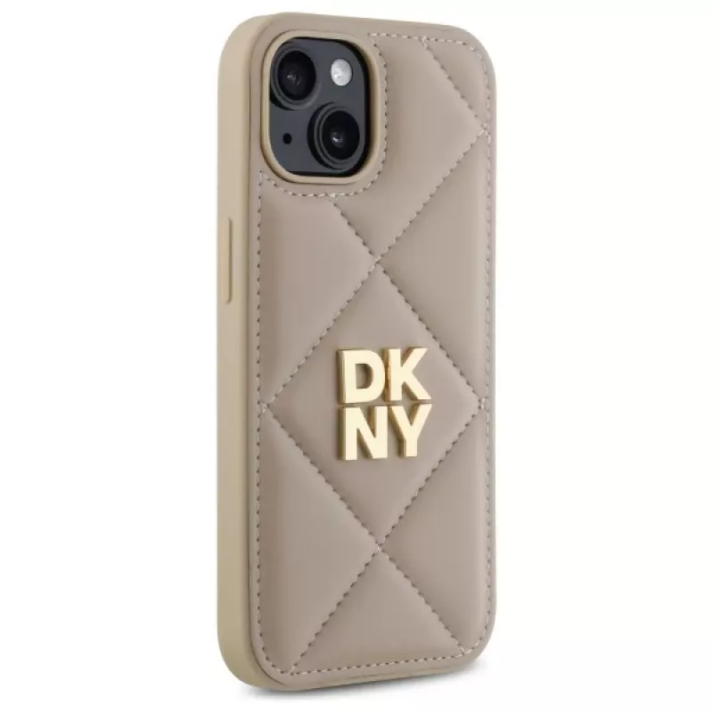 DKNY DKHCP15SPQDSLE Quilted Stack Logo Θήκη για iPhone 15 6,1 ίντσες Μπεζ
