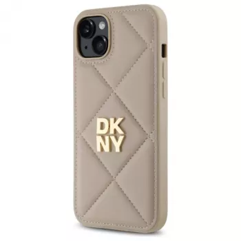 DKNY DKHCP15MPQDSLE Quilted Stack Logo Πίσω Κάλυμμα για iPhone 15 Plus - Μπεζ