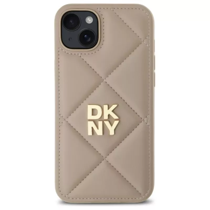 DKNY DKHCP15MPQDSLE Quilted Stack Logo Πίσω Κάλυμμα για iPhone 15 Plus - Μπεζ