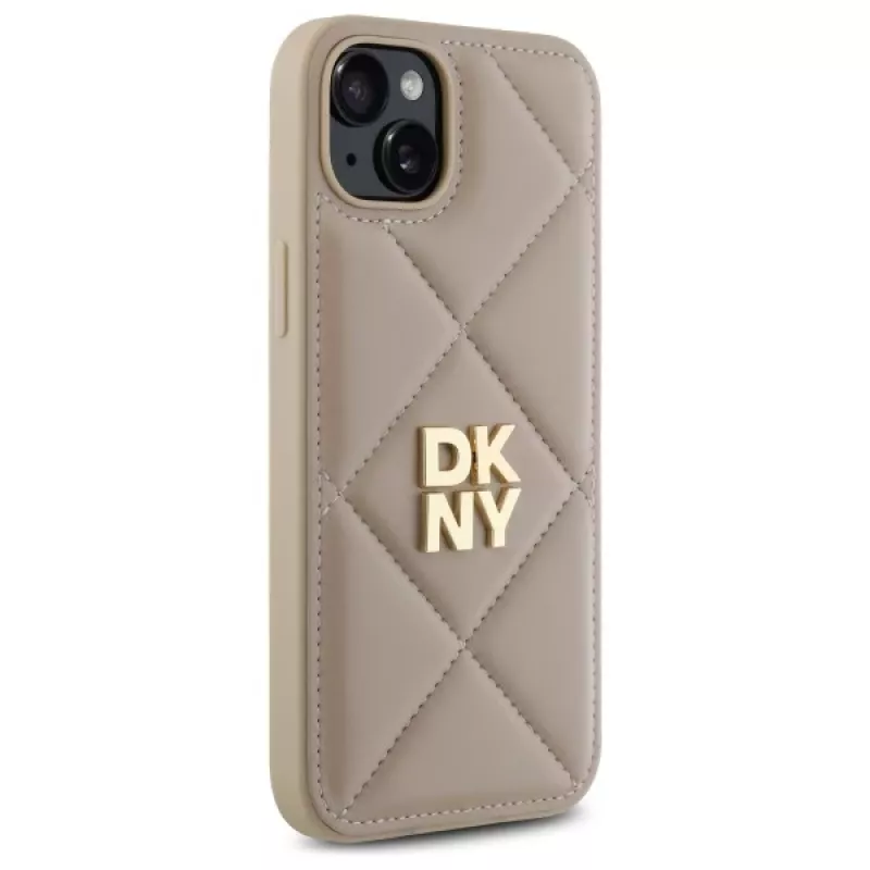 DKNY DKHCP15MPQDSLE Quilted Stack Logo Πίσω Κάλυμμα για iPhone 15 Plus - Μπεζ