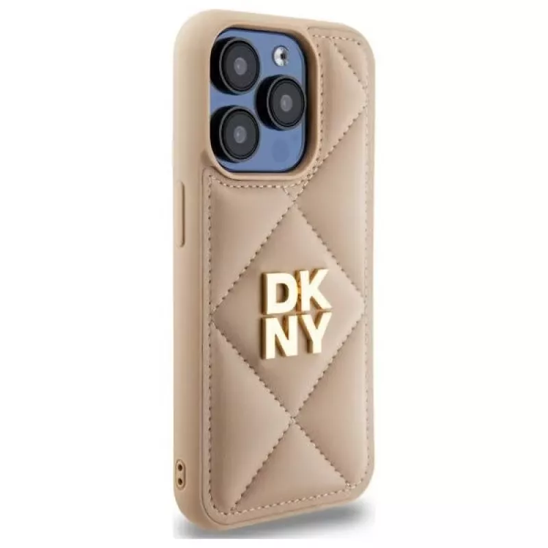 DKNY DKHCP15XPQDSLE Quilted Stack Logo Πίσω Κάλυμμα για Apple iPhone 15 Pro Max 6,7 ίντσες Μπεζ