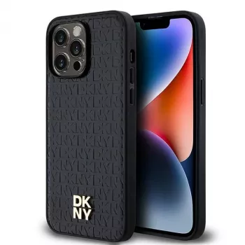 DKNY DKHMP13XPSHRPSK Θήκη iPhone 13 Pro Max 6.7 Μαύρη Σκληρή Δερμάτινο Μοτίβο Μεταλλικό Λογότυπο MagSafe