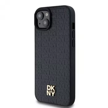 DKNY DKHMP15SPSHRPSK Σκληρή θήκη για iPhone 15/14/13 6,1 ίντσες Μαύρη Δερματίνη Μεταλλικό Λογότυπο MagSafe