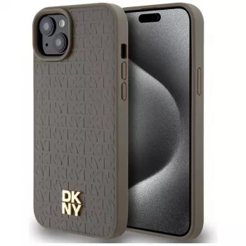 DKNY DKHMP15SPSHRPSW Θήκη iPhone 15 / 14 / 13 6,1 inch Καφέ Δερμάτινη με Μεταλλικό Λογότυπο MagSafe