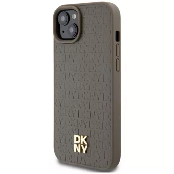 DKNY DKHMP15MPSHRPSW Σκληρή Θήκη Δερμάτινη με Μεταλλικό Λογότυπο, MagSafe για iPhone 15 Plus / 14 Plus 6,7 inch Καφέ