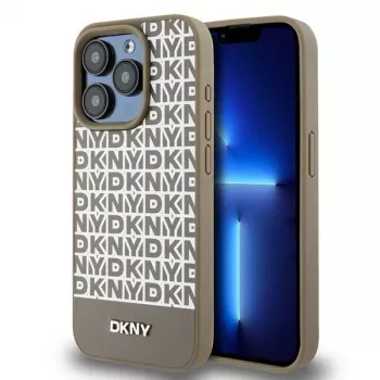 DKNY DKHMP15XPSOSPW Σκληρή Θήκη Δερμάτινη με Τυπωμένο Μοτίβο και Μεταλλικό Λογότυπο MagSafe για iPhone 15 Pro Max 6,7 inch Καφέ