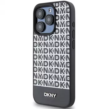 DKNY DKHMP15LPSOSPK Σκληρή Θήκη για Apple iPhone 15 Pro 6,1 inch Δερμάτινη με Τυπωμένο Μοτίβο και Μεταλλικό Λογότυπο MagSafe Μαύρη