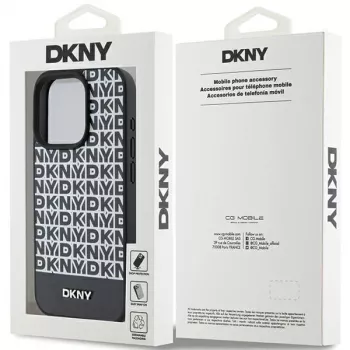 DKNY DKHMP15XPSOSPK Σκληρή Θήκη Δερμάτινη με Τυπωμένο Μοτίβο και Μεταλλικό Λογότυπο MagSafe για iPhone 15 Pro Max 6,7 inch Μαύρη