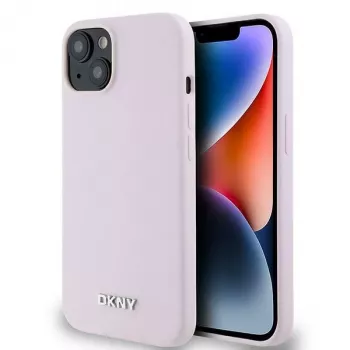 DKNY DKHMP14SSMCHLP Σκληρή Θήκη Liquid Silicone με Μεταλλικό Λογότυπο MagSafe για iPhone 13/14/15 6,1 inch Ροζ