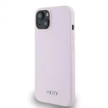 DKNY DKHMP14SSMCHLP Σκληρή Θήκη Liquid Silicone με Μεταλλικό Λογότυπο MagSafe για iPhone 13/14/15 6,1 inch Ροζ