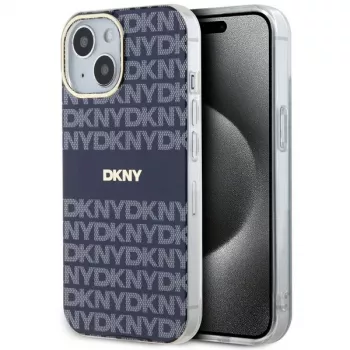 DKNY DKHMP15SHRHSEB Σκληρή Θήκη για iPhone 15/14/13 6,1 inch Μπλε Mono & Stripe IML MagSafe