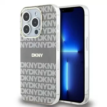 DKNY DKHMP15LHRHSEE Σκληρή Θήκη για Apple iPhone 15 Pro 6,1 inch Μπεζ IML Mono & Stripe MagSafe