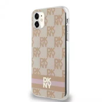 DKNY DKHMN61HCPTSP Σκληρή Θήκη για iPhone 11 / XR 6,1 inch Ροζ Checkered Mono Pattern & Printed Stripes MagSafe
