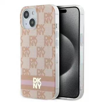 DKNY DKHMP15SHCPTSP Σκληρή Θήκη για iPhone 15 / 14 / 13 6,1 inch Ροζ Checkered Mono Pattern & Printed Stripes MagSafe