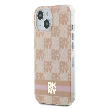 DKNY DKHMP15SHCPTSP Σκληρή Θήκη για iPhone 15 / 14 / 13 6,1 inch Ροζ Checkered Mono Pattern & Printed Stripes MagSafe