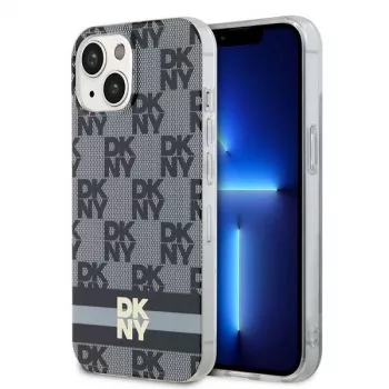 DKNY DKHMP14SHCPTSK Θήκη Hard Case για iPhone 14/15, καρό μονόχρωμο μοτίβο & τυπωμένες ρίγες, μαύρη, MagSafe