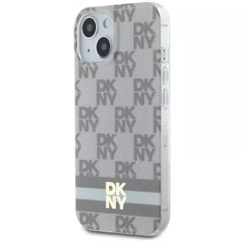 DKNY DKHMP14SHCPTSE Θήκη Hard Case για iPhone 14/15/13 6,1 ίντσες Μπεζ με καρό μοτίβο και τυπωμένες ρίγες MagSafe