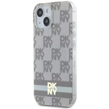 DKNY DKHMP15SHCPTSE Θήκη Hard Case για Apple iPhone 15 / 14 / 13 6,1 ίντσες Μπεζ με καρό μοτίβο και τυπωμένες ρίγες MagSafe