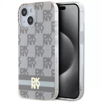 DKNY DKHMP15MHCPTSE Θήκη Hard Case για iPhone 15 Plus / 14 Plus 6,7 ίντσες Μπεζ με καρό μοτίβο και τυπωμένες ρίγες MagSafe